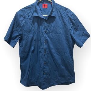 HUGO by Hugo Boss Casual Slim Fit Shirt XXL Blue Short Sleeve Stretch CottonLogo
